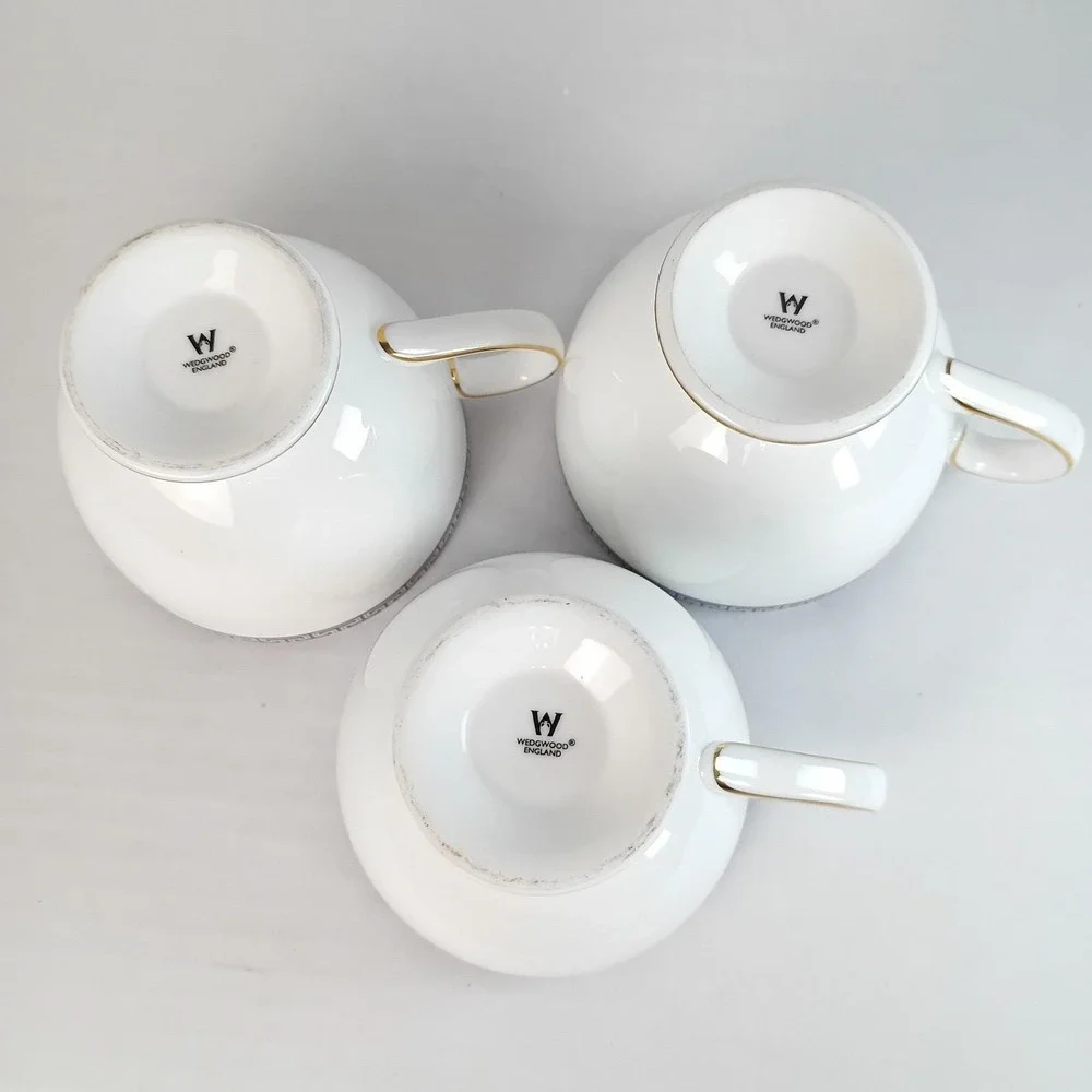 Set of 3 Wedgwood Palatia Footed Replacement Coffee Tea Cups England